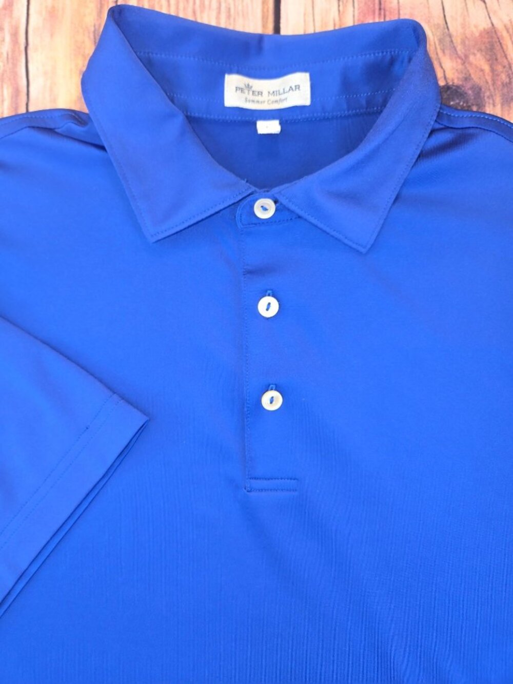 Peter Millar Mens Large Blue Polo Shirt Summer Comfort Golf Shirt Mira Vista GC